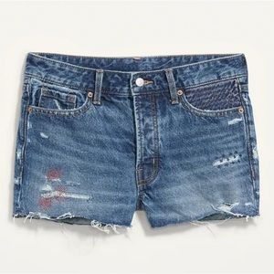 Old Navy High-Waisted O.G. Embroidered Jean Shorts Fireworks Americana Sz 4